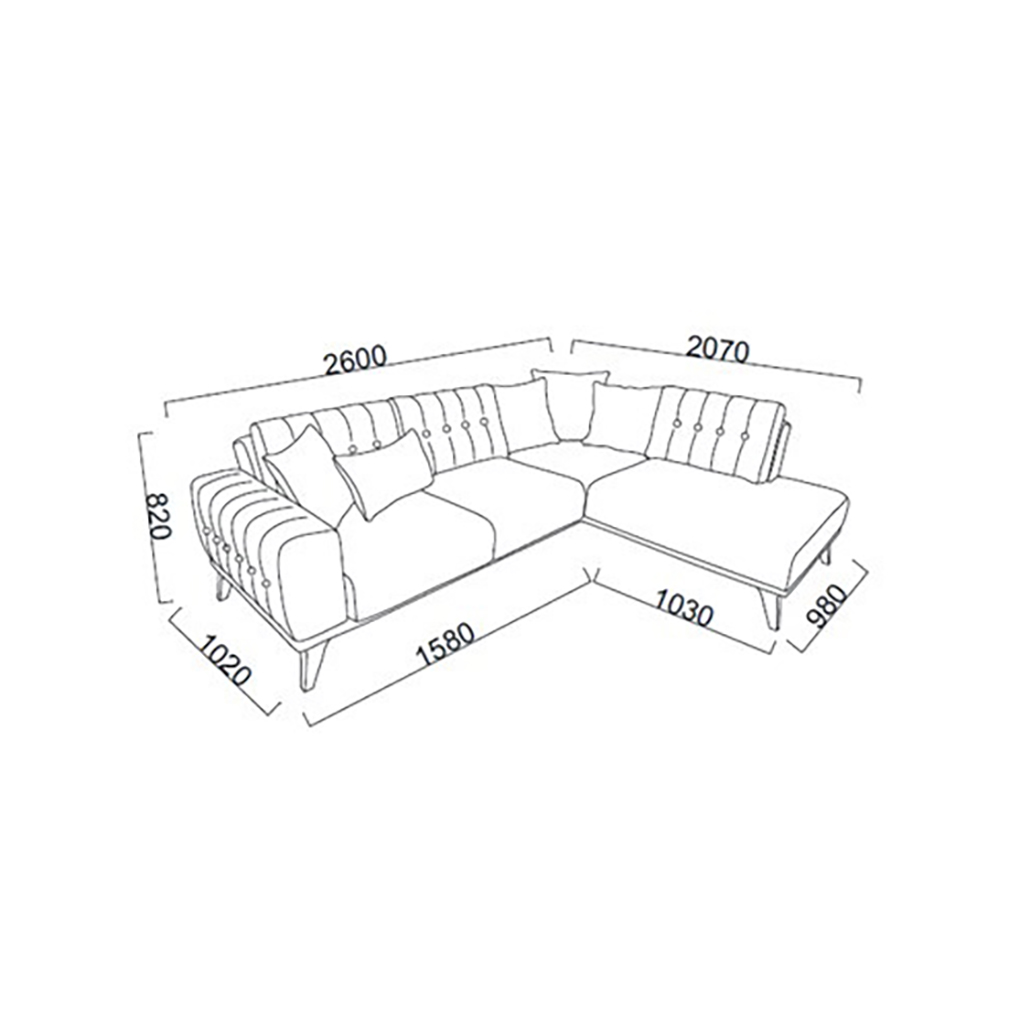 Диван-кровать Bellona Luca угловой, правый, коричневый, размер 260х207х82 см (LUCA-04R)LUCA-04R