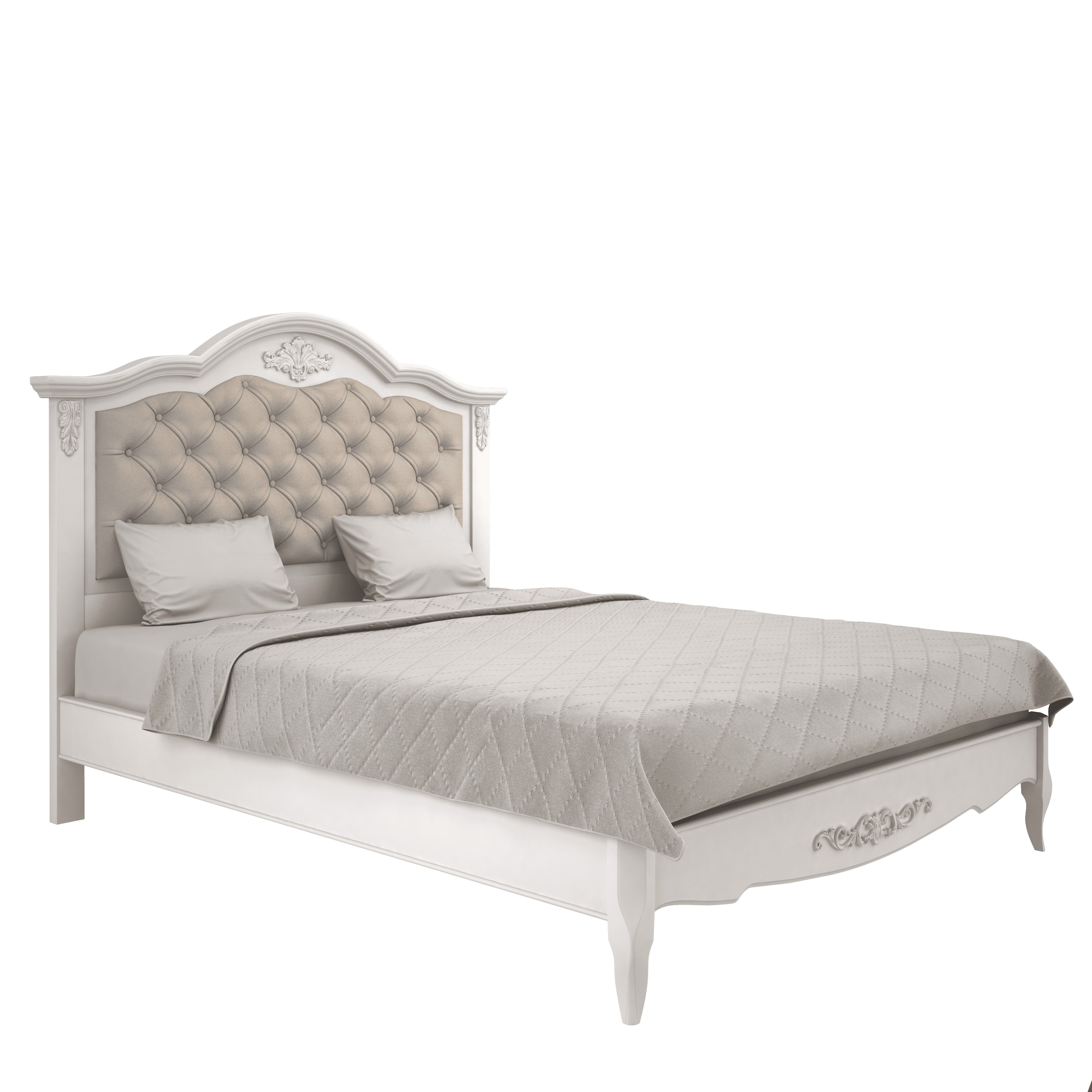 Кровать Aletan Provence, двуспальная, 160x200 см, цвет: слоновая кость (B216)B216