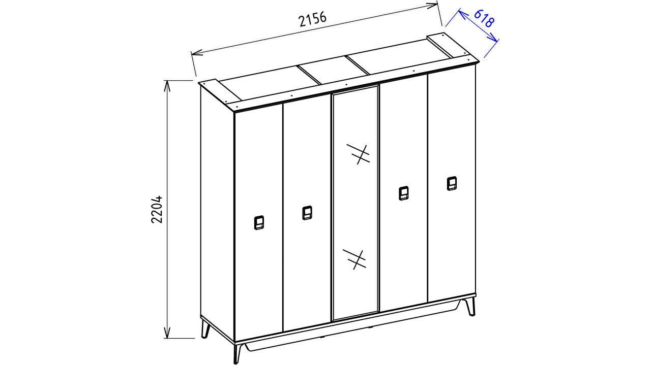 Шкаф платяной Bellona Alvis, 5-ти дверный, цвет бежевый/светлый орех 216х62х220 см (ALVIS-33 Турция)ALVIS-33 Шкаф платяной Bellona Alvis, 5-ти дверный, цвет бежевый/светлый орех 216х62х220 см (ALVIS-33 Турция)ALVIS-33