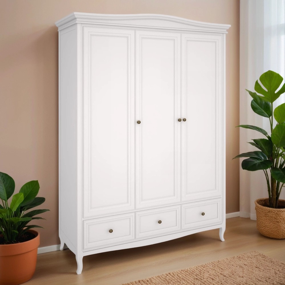 Шкаф 3-х дверный Aletan Majessa, 152х58х211 см, цвет: белый (M803W)M803W Шкаф 3-х дверный Aletan Majessa, 152х58х211 см, цвет: белый (M803W)M803W