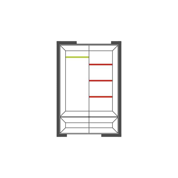 Шкаф платяной Mebin Corino, 2 дверный, размер 132х62х200, цвет: дуб натуральный/орех (Szafa 2D)Szafa 2D 