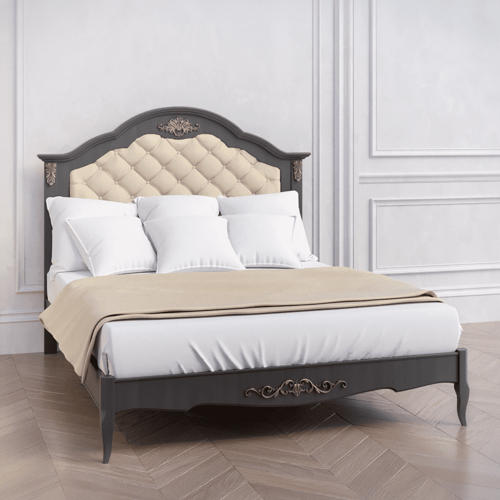 Кровать Aletan Provence, двуспальная, 160x200 см, цвет: черный, размер 179х211х145 см (B216BL)B216BL Кровать Aletan Provence, двуспальная, 160x200 см, цвет: черный, размер 179х211х145 см (B216BL)B216BL