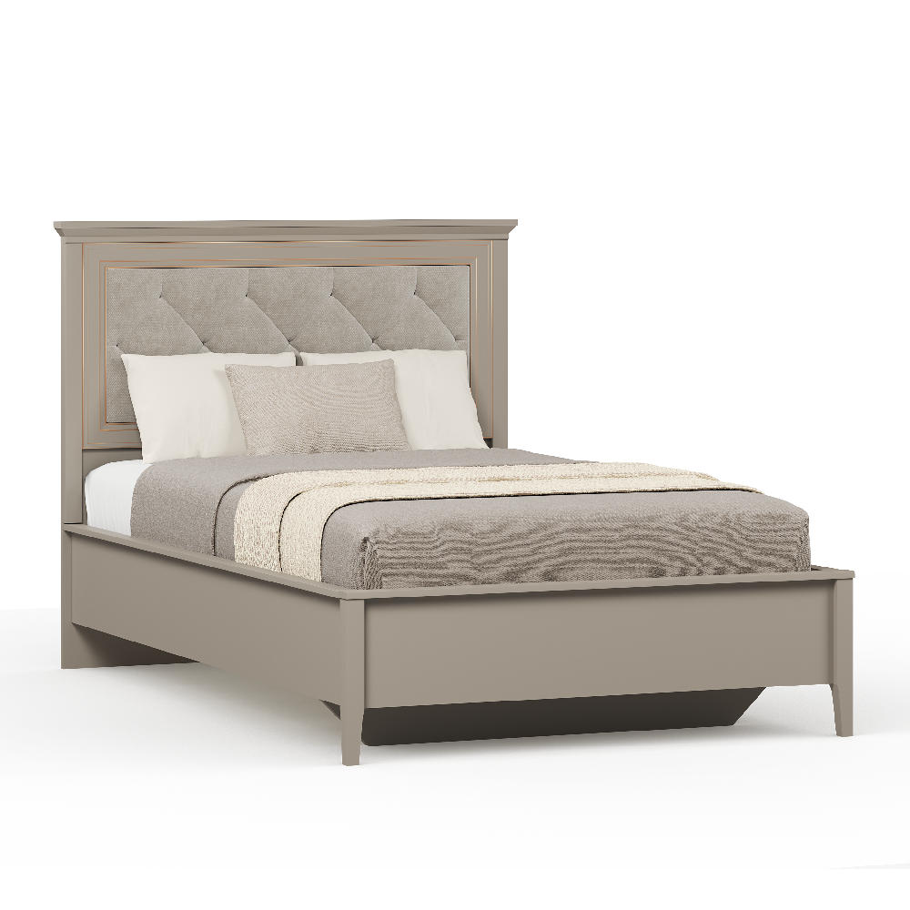 Кровать 120х200 с мягким изголовьем БРВ Классик (Classic), 133x207x120 см, цвет: глиняный серый (LOZ120x200)LOZ120x200