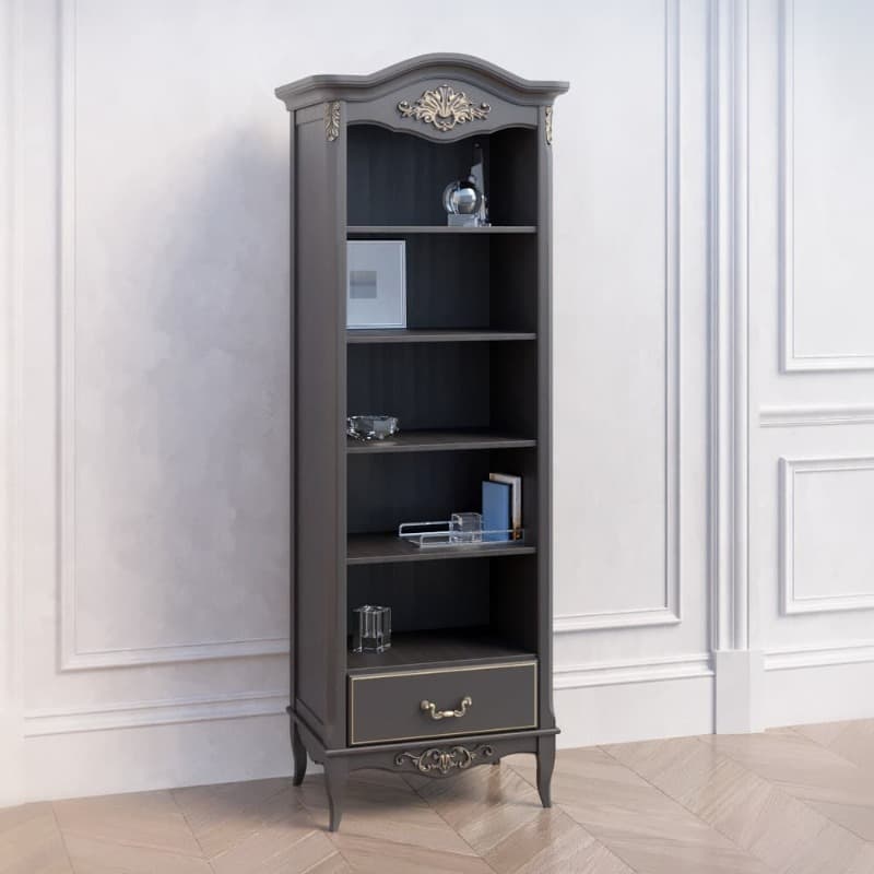 Стеллаж Aletan Provence, узкий, цвет: черный, размер 70х42х203 см (B605BL)B605BL Стеллаж Aletan Provence, узкий, цвет: черный, размер 70х42х203 см (B605BL)B605BL