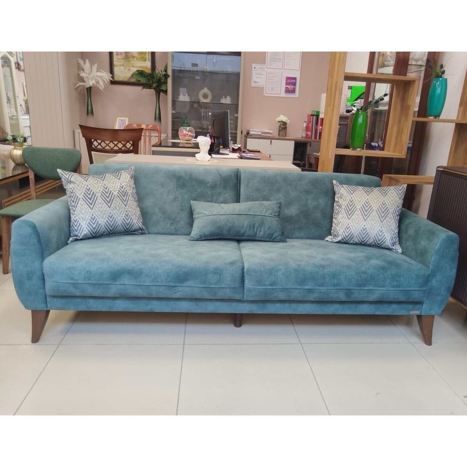 Диван-кровать Bellona Cozy, 3-х местный, раскладной, цвет: зелёный 202081 (под 202081), 212x84x79 см (COZY-03), экспоCOZY-03