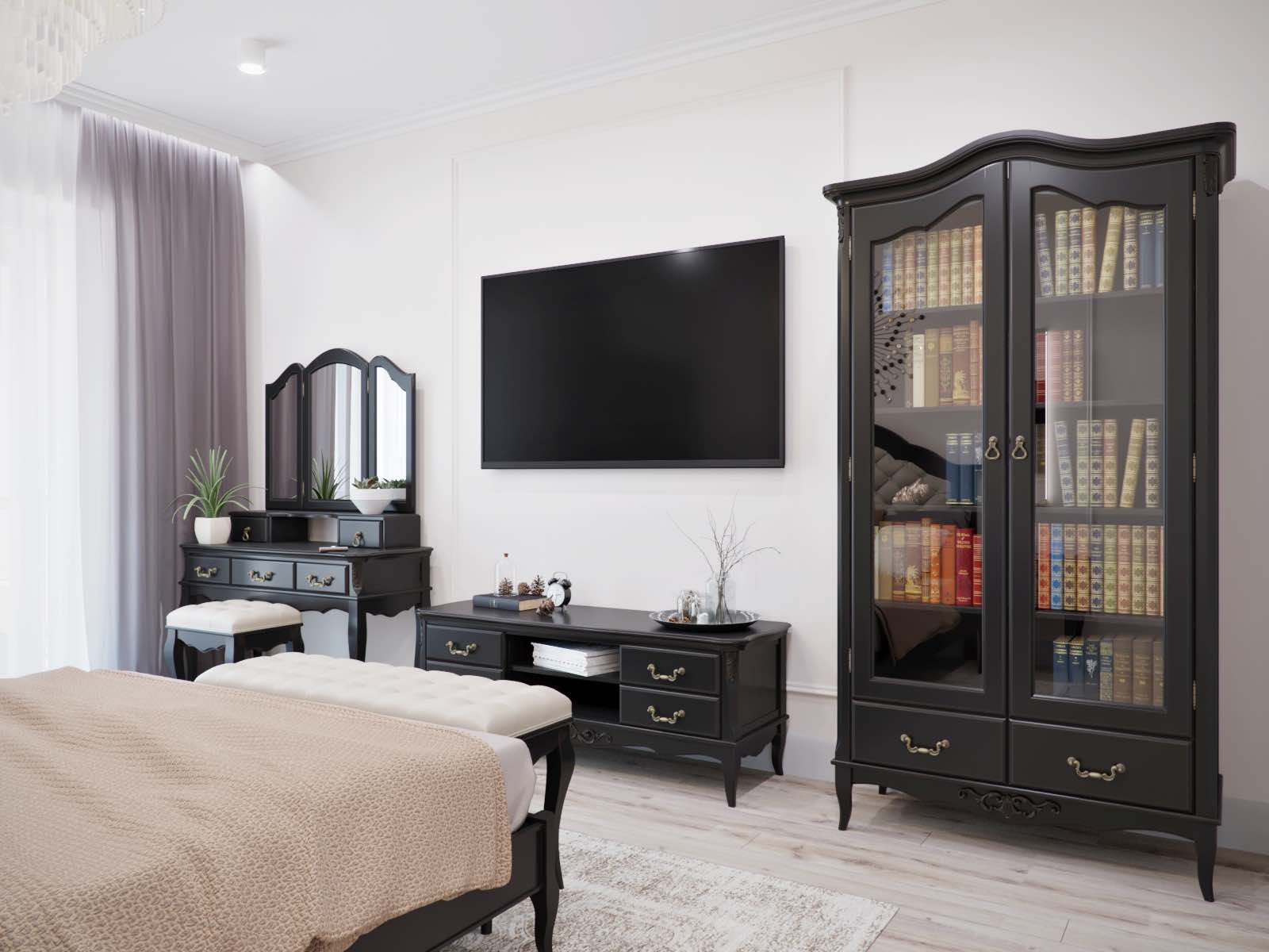 Трельяж Aletan Provence, цвет: черный, размер 105х23х94 см (B105BL)B105BL Трельяж Aletan Provence, цвет: черный, размер 105х23х94 см (B105BL)B105BL