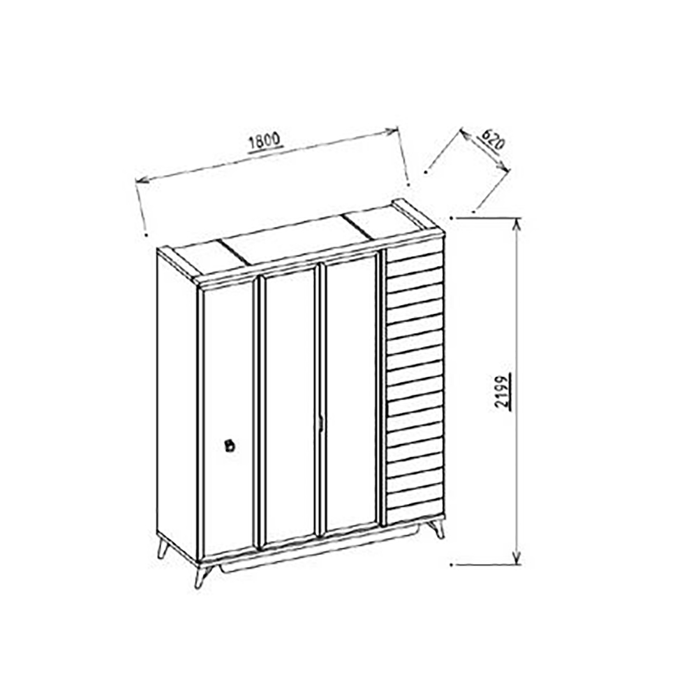 Шкаф платяной Bellona Mavenna, 4-х дверный, размер 180х62х220 см (MAVN-20)MAVN-20