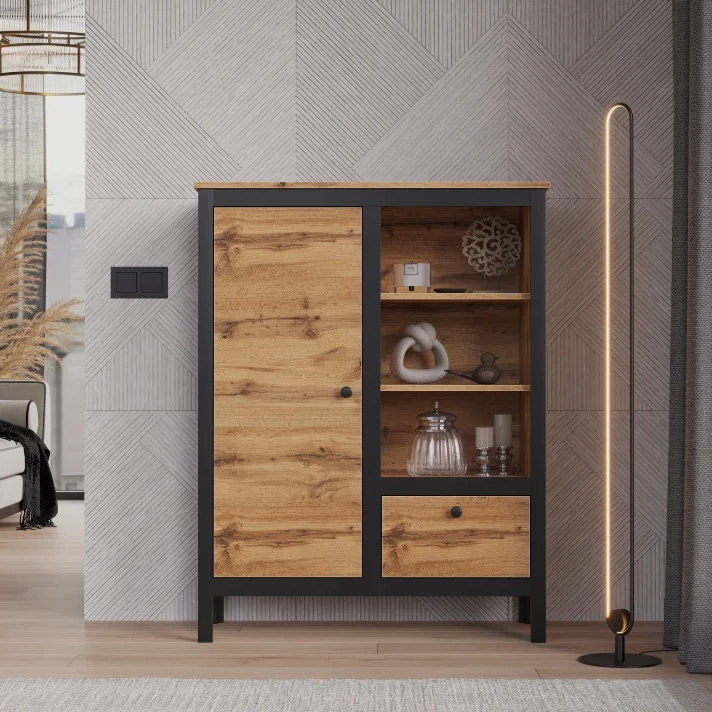 Тумба БРВ Лофт (Loft), цвет дуб вотан, 92х39х121 см (REG1D1S/90)REG1D1S/90