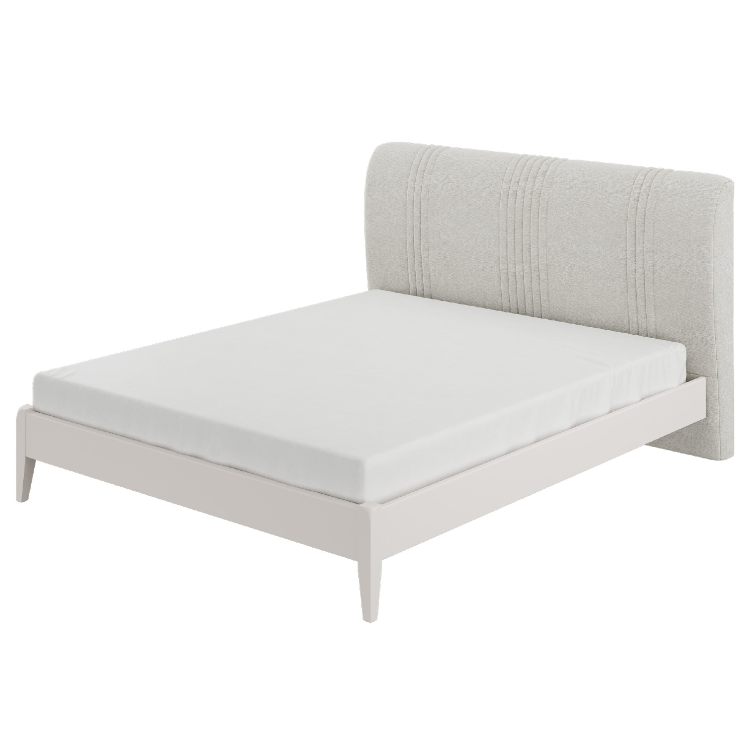 Кровать Bravo Джали, двуспальная, 160х200 см, спинка: перламутровый/линия, каркас: льняной