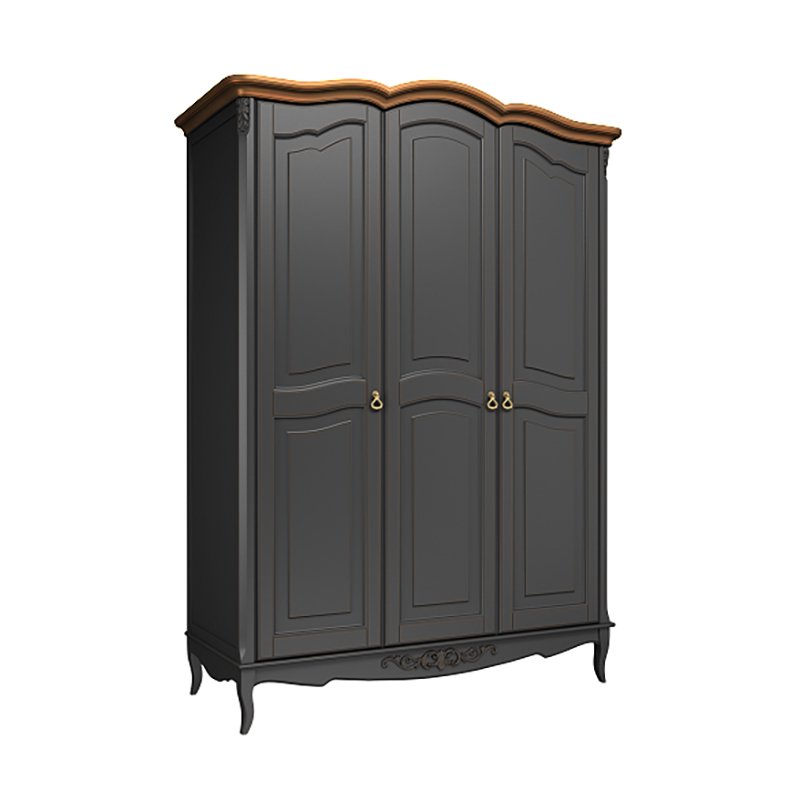 Шкаф платяной Aletan Provence Wood, 3-х дверный, цвет: черный-дерево 162х66х223 (W803BL)W803BL