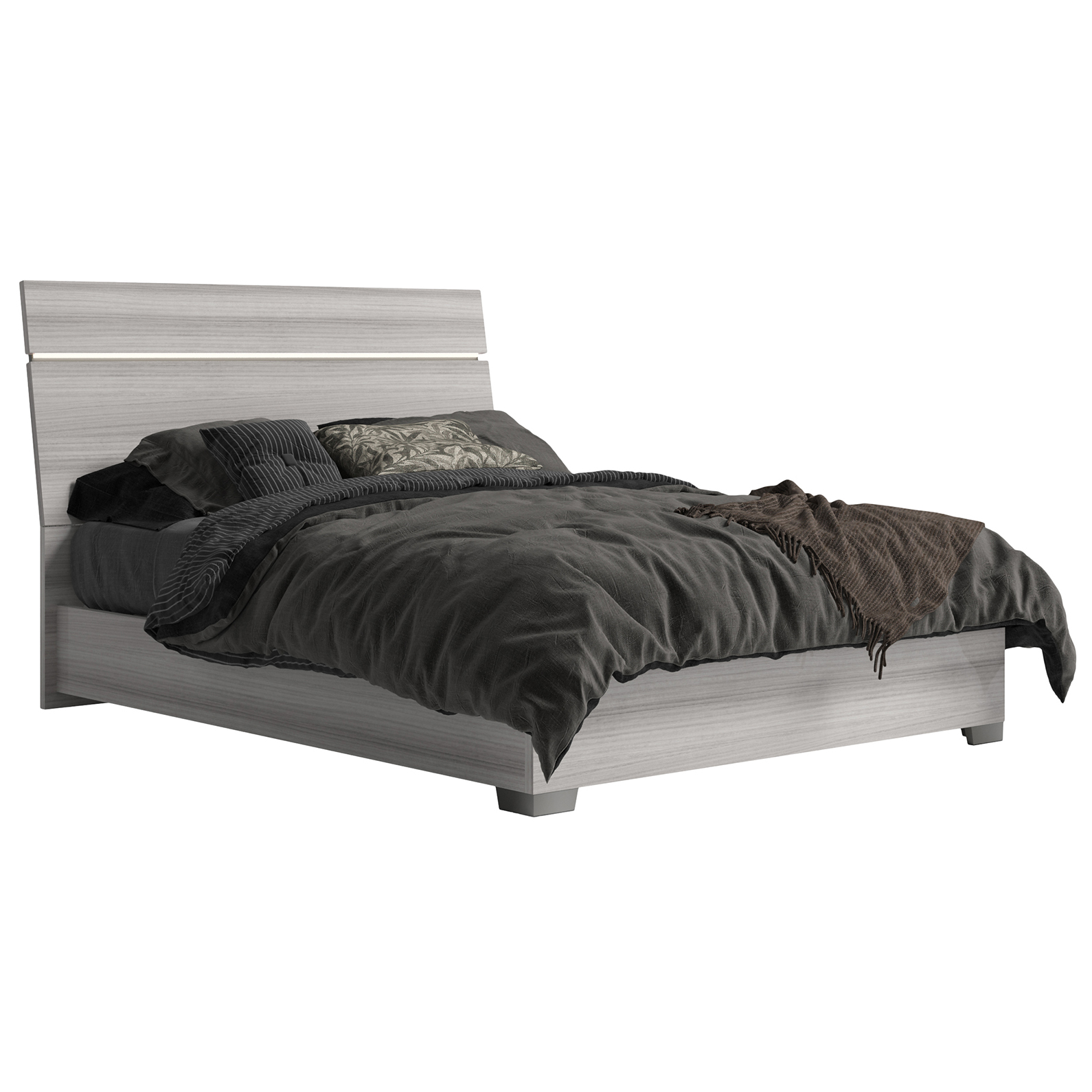 Кровать Status Mia, двуспальная K.S., с подсветкой, цвет Grey, размер 206x221x121 см (MIBGRLT08)MIBGRLT08