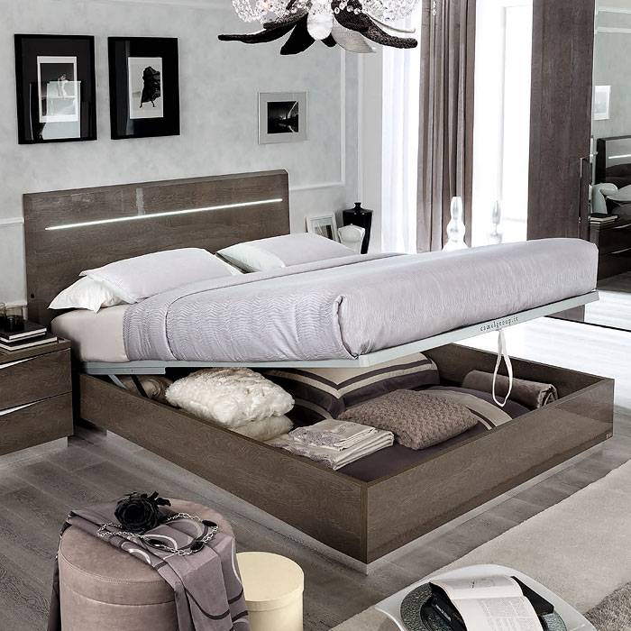 Кровать Camelgroup Platinum, двуспальная, с подъемным механизмом, цвет: серебристая береза, 160x200 см (136LET.43PL)136LET.43PL