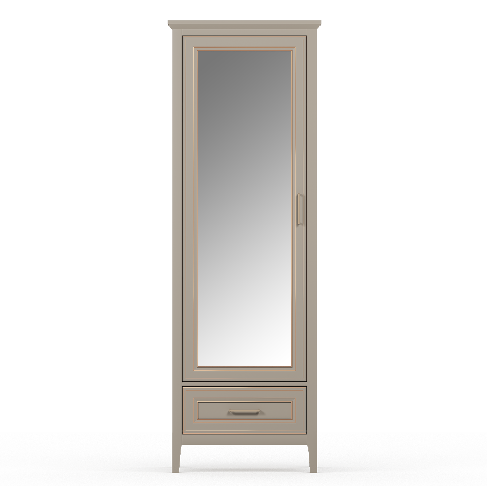 Шкаф 1 дверный с зеркалом БРВ Классик (Classic), 69x40x203 см, цвет: глиняный серый (SZF1L1S)SZF1L1S