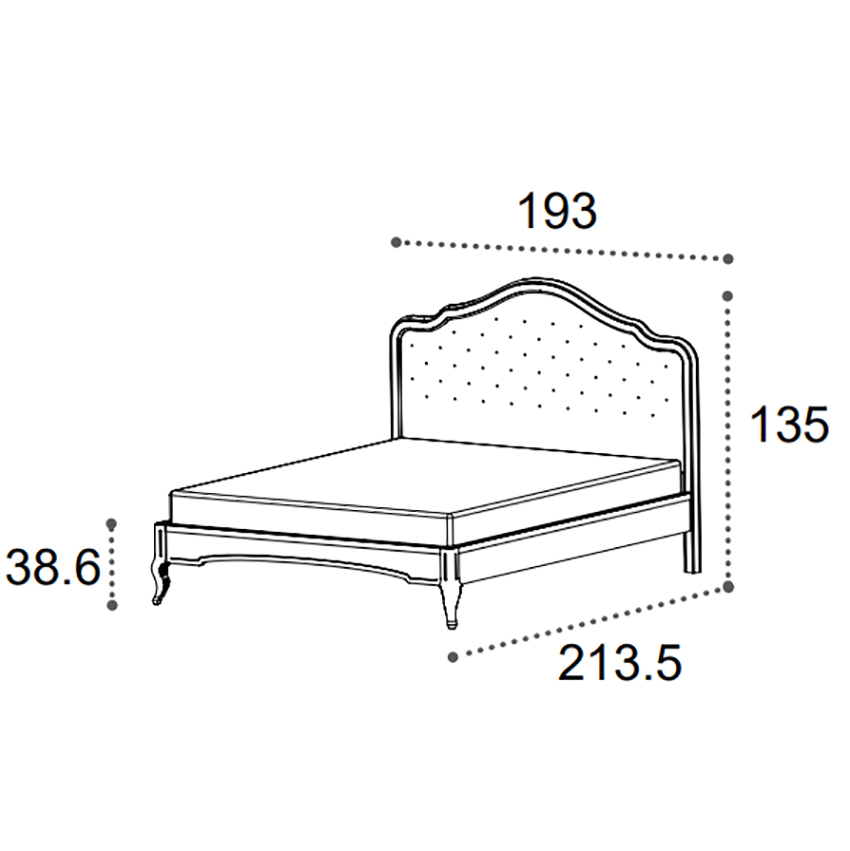 Кровать Camelgroup Verdi, 180х200 см, ткань Aquos 3 Cream (кат В), цвет: avorio patinado, размер 193х214х135 (169LET.06AV)169LET.06AV