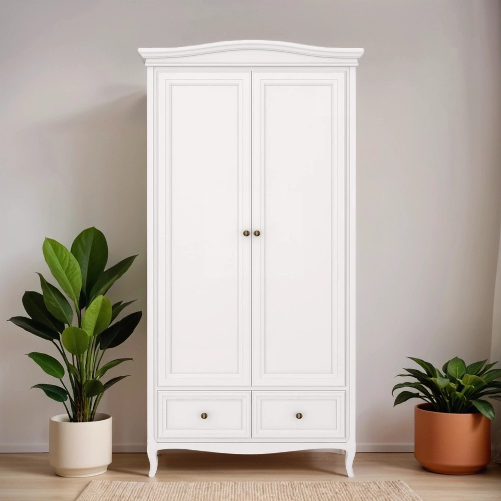 Шкаф 2-х дверный Aletan Majessa, 105х58х211 см, цвет: белый (M802W)M802W Шкаф 2-х дверный Aletan Majessa, 105х58х211 см, цвет: белый (M802W)M802W