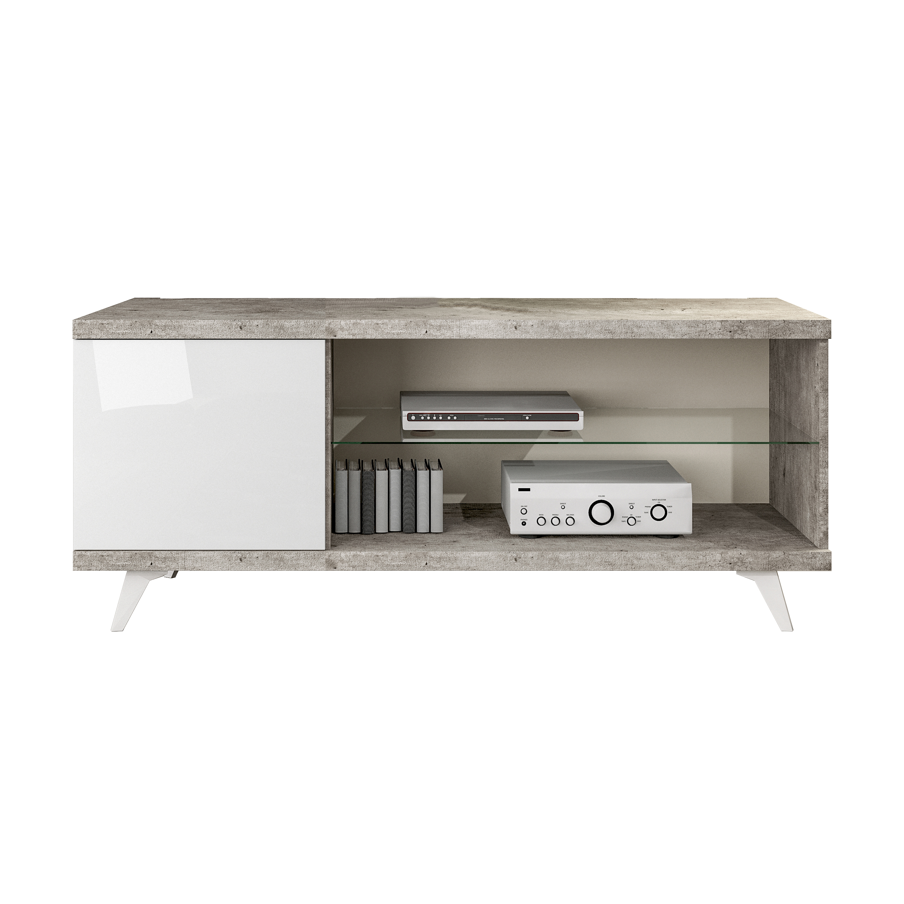 Тумба ТВ Status Treviso, однодверная, цвет серый, 151x48x62 см (ERTRWHPT03)ERTRWHPT03
