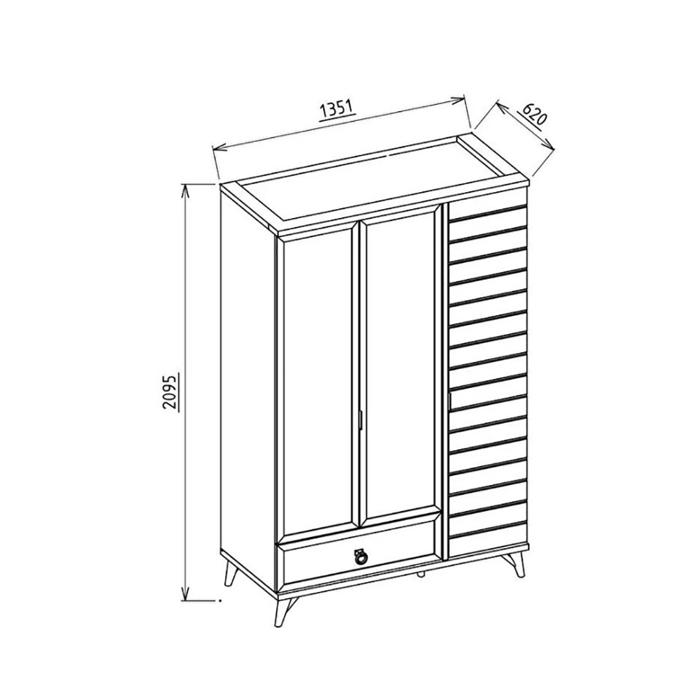 Шкаф платяной Bellona Mavenna, 3-х дверный, размер 135х62х210 см (MAVN-21)MAVN-21