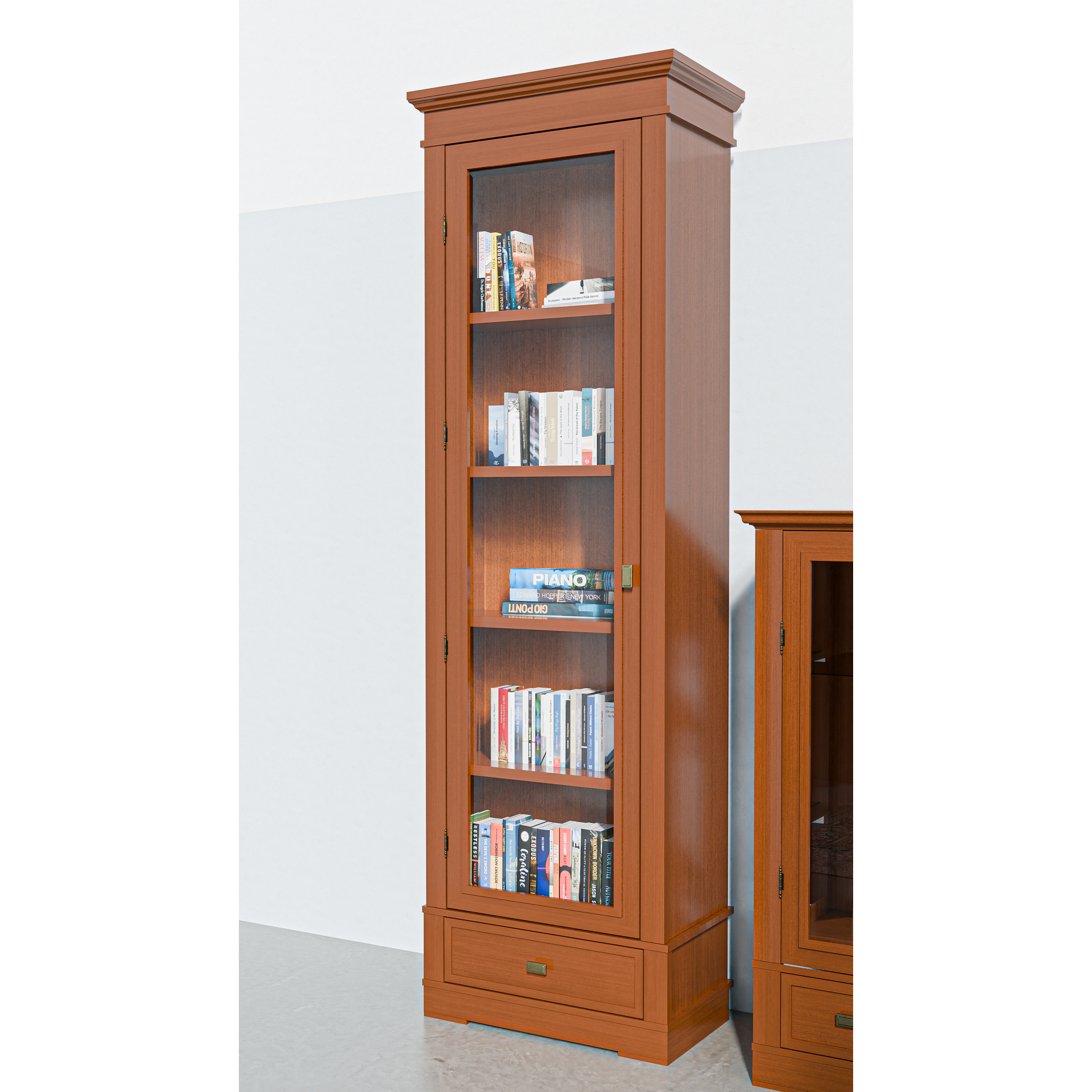Шкаф книжный Валенсия, размер 71х40х218 см, цвет: черешня (M2009)M2009 Шкаф книжный Валенсия, размер 71х40х218 см, цвет: черешня (M2009)M2009
