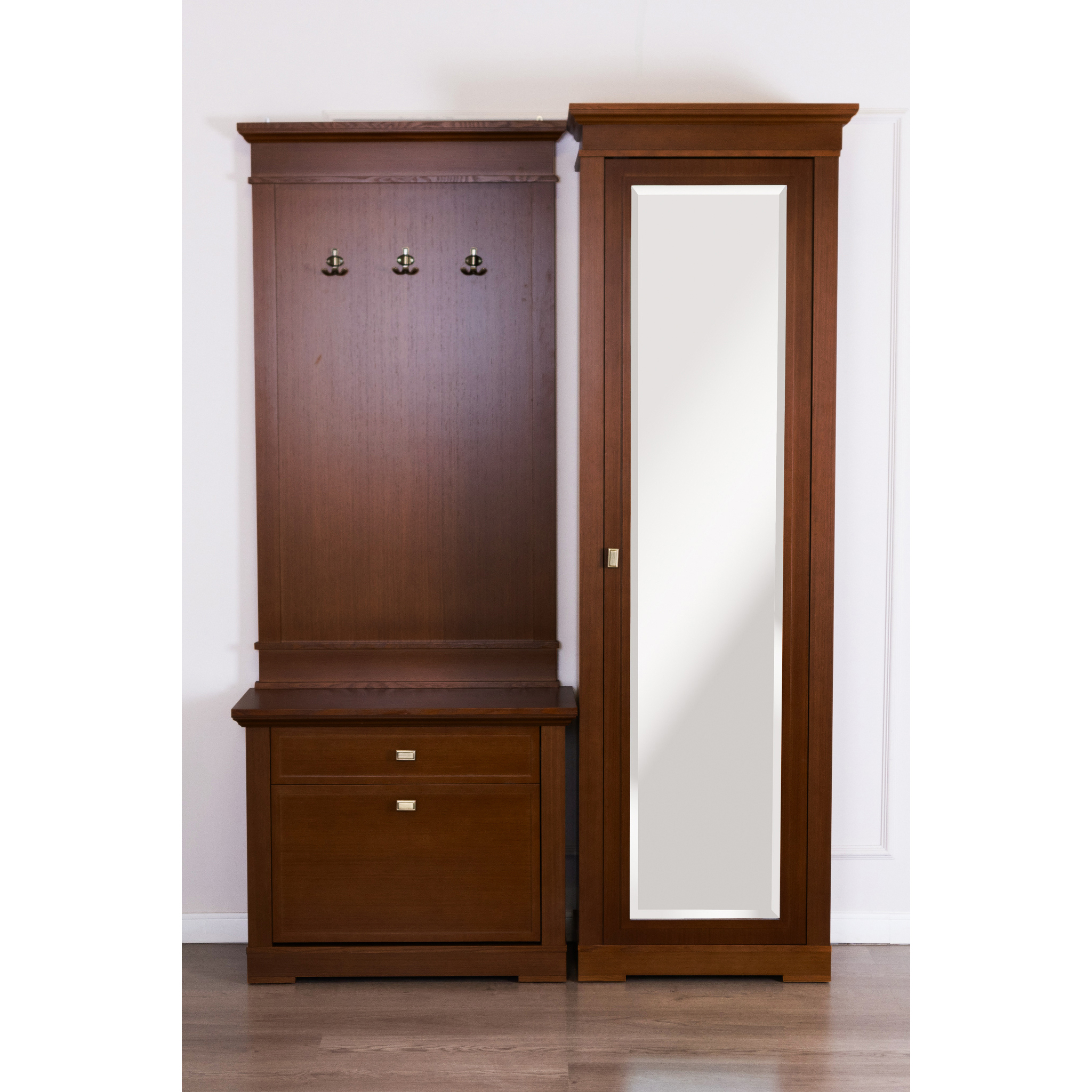 Шкаф платяной Валенсия, 1 дверный c зеркалом, размер 70х40х217 см, цвет: орех (M2011)M2011 Шкаф платяной Валенсия, 1 дверный c зеркалом, размер 70х40х217 см, цвет: орех (M2011)M2011