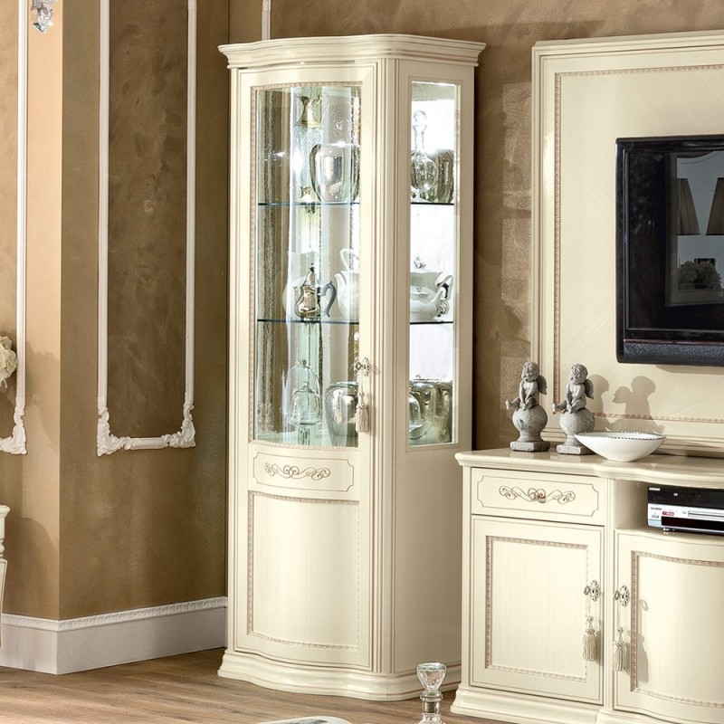Витрина Camelgroup Torriani Avorio, Curva левая, цвет: слоновая кость, 80x53x208 см (138VT1.02AV)138VT1.02AV