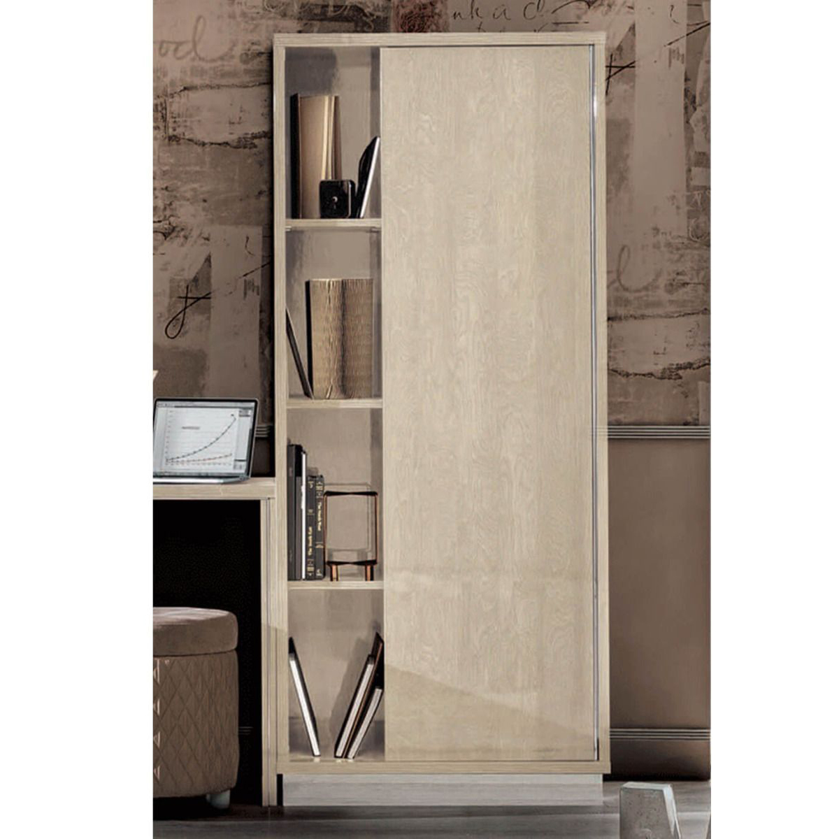 Книжный шкаф Camelgroup Platinum sabbia, цвет: янтарная береза, 90x48x188 см (136LIB.01BS) | остатки136LIB.01BS