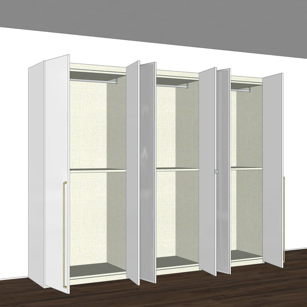 Шкаф платяной Camelgroup Smart Bianco, 6-х дверный, с зеркалом, цвет: белый лак, 278x60x228 см (162AR6.04BI)162AR6.04BI
