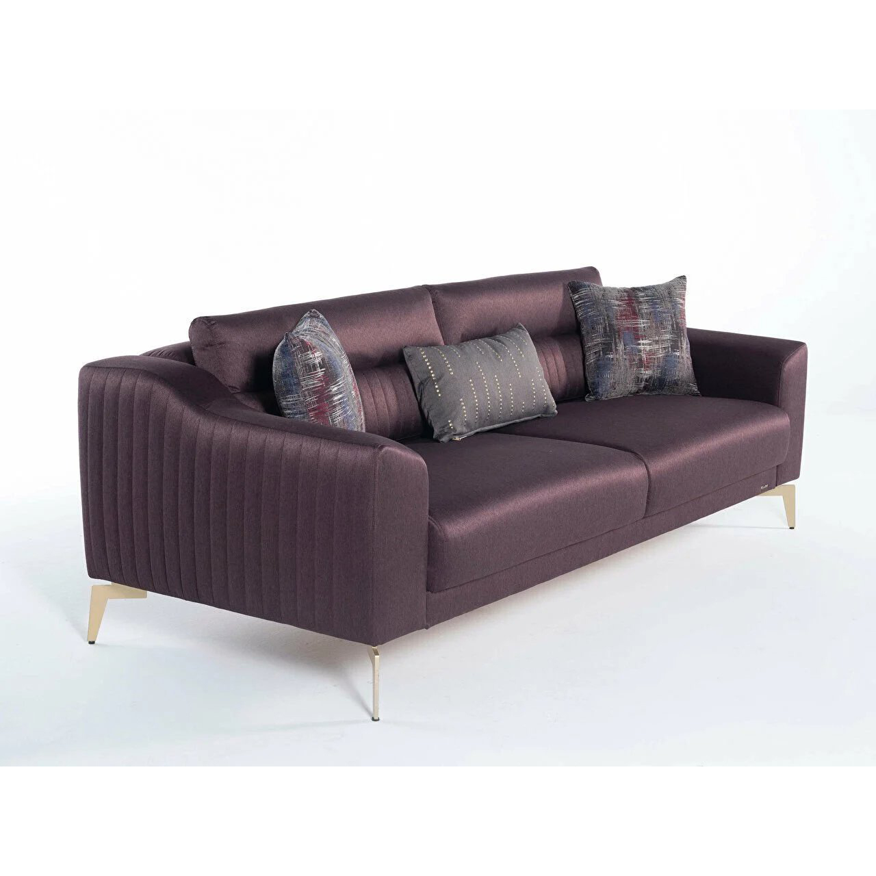 Диван-кровать 3х местный Bellona Fonte, цвет: коричнево-фиолетовый, ножки- беж, размер 225х100х80 см (FONT-03)FONT-03