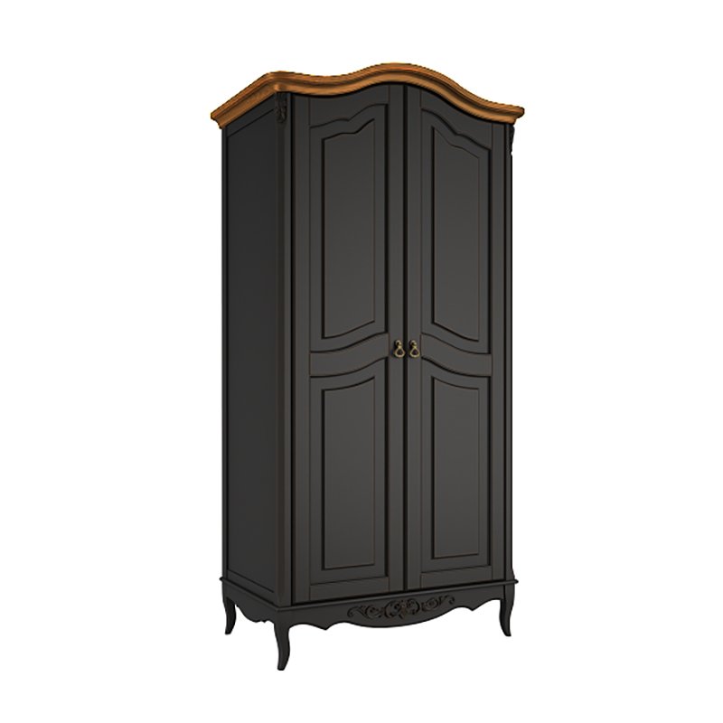 Шкаф платяной Aletan Provence Wood, 2-х дверный, цвет: черный-дерево 107х66х210см (W802BL)W802BL