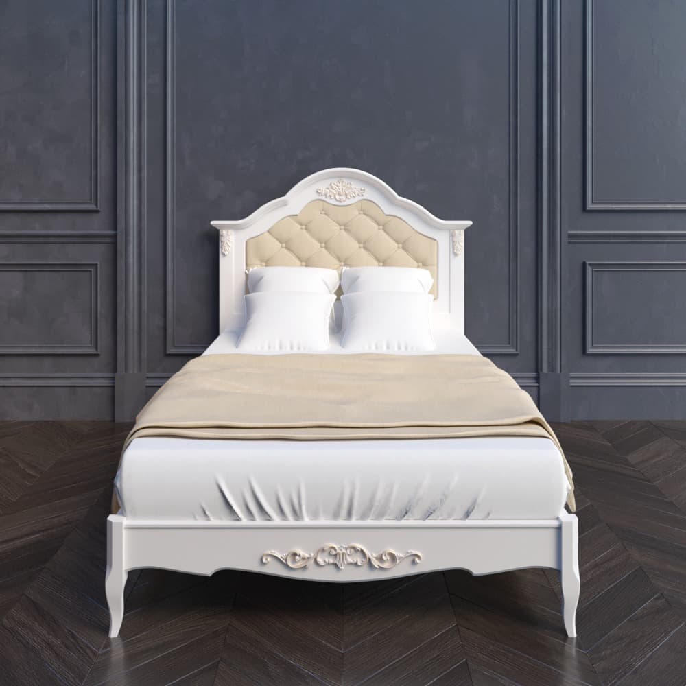 Кровать Aletan Provence, односпальная, 120x200 см, цвет: слоновая кость, размер 138х211х138 см (B212)B212