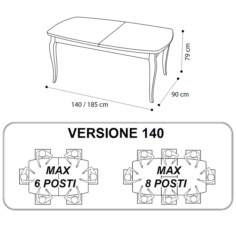 Стол обеденный Giotto day, прямоугольный, раздвижной, цвет: белый антик, 140(185)x90x79 см (161TAV.02BA)161TAV.02BA