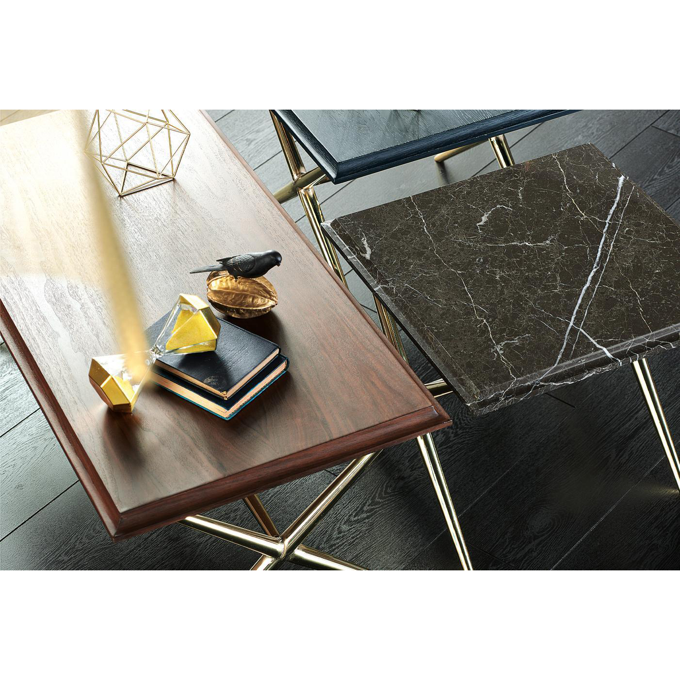 Стол журнальный Enza Home Elegante, приставной, мрамор, размер 53х42х53 см55556000000085