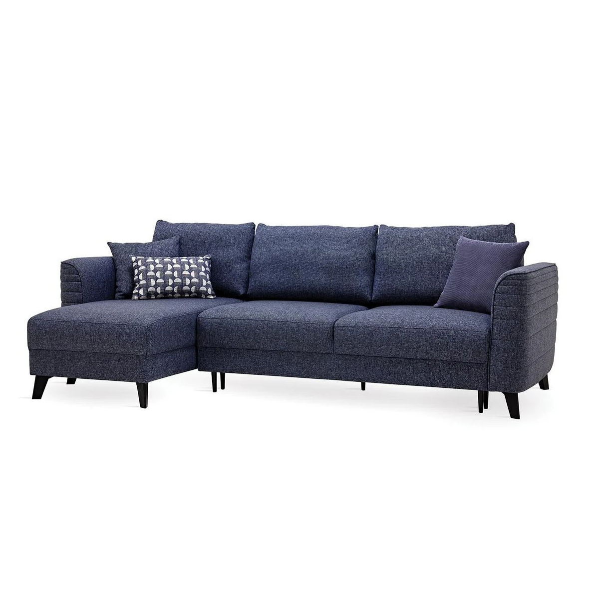 Диван-кровать большой Enza Home Grace, угловой, цвет синий, размер 256х148х90 см