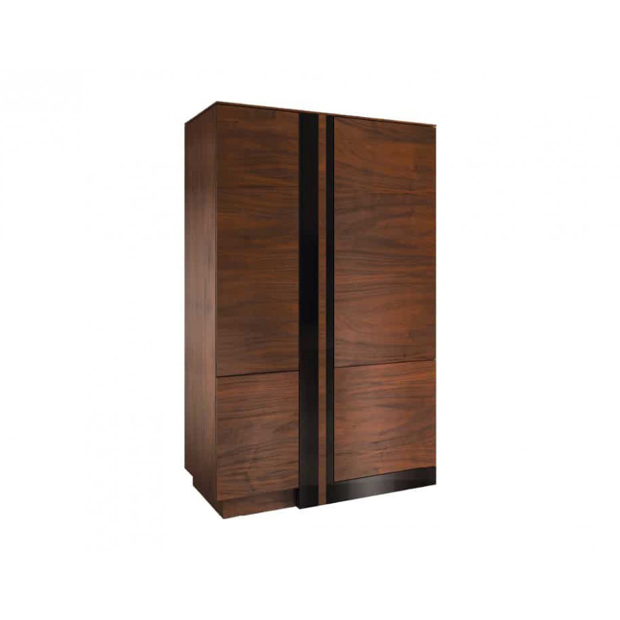 Шкаф платяной Mebin Vigo, 2 дверный, размер 119х60х192, цвет: американский орех +черный, левыйSzafa podwojna lewa
