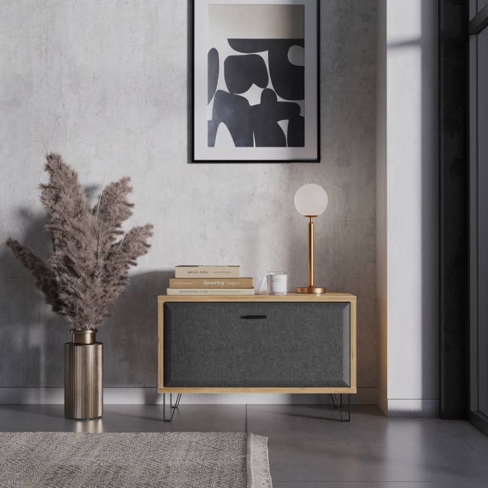 Тумба для обуви БРВ Грейс (Grace), цвет дуб наварра/графит, 79х42х51 см (KOM1K)KOM1K