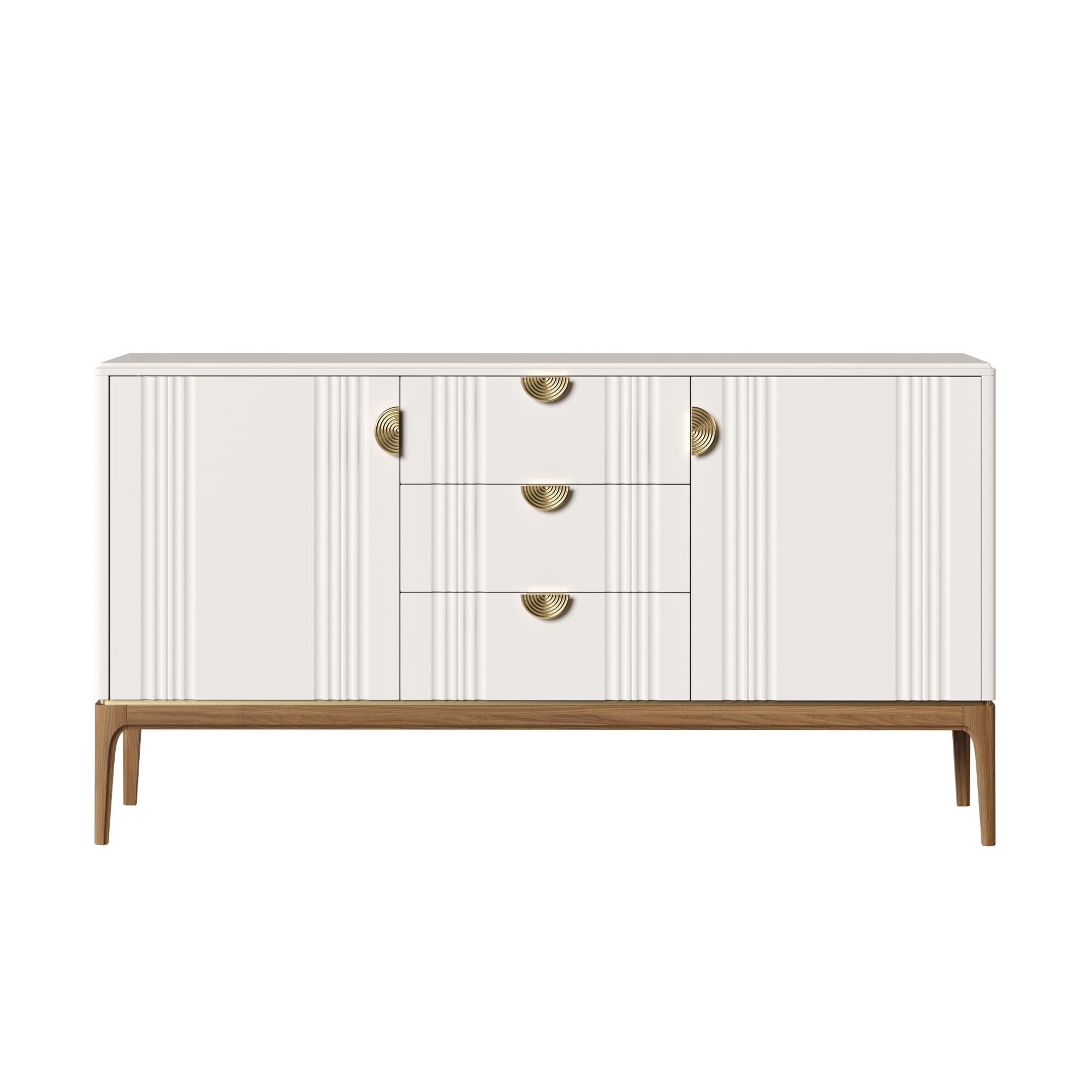 Комод Bari White, широкий, 3 ящика+двери, 160x50x95 см, цвет: белый (BR403W)BR403W Комод Bari White, широкий, 3 ящика+двери, 160x50x95 см, цвет: белый (BR403W)BR403W