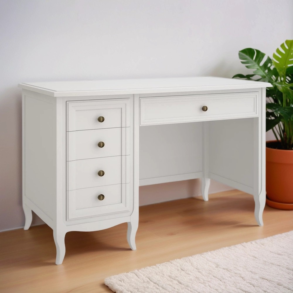 Стол письменный Aletan Majessa, однотумбовый, 138х65х80 см, цвет: белый (M702W)M702W Стол письменный Aletan Majessa, однотумбовый, 138х65х80 см, цвет: белый (M702W)M702W