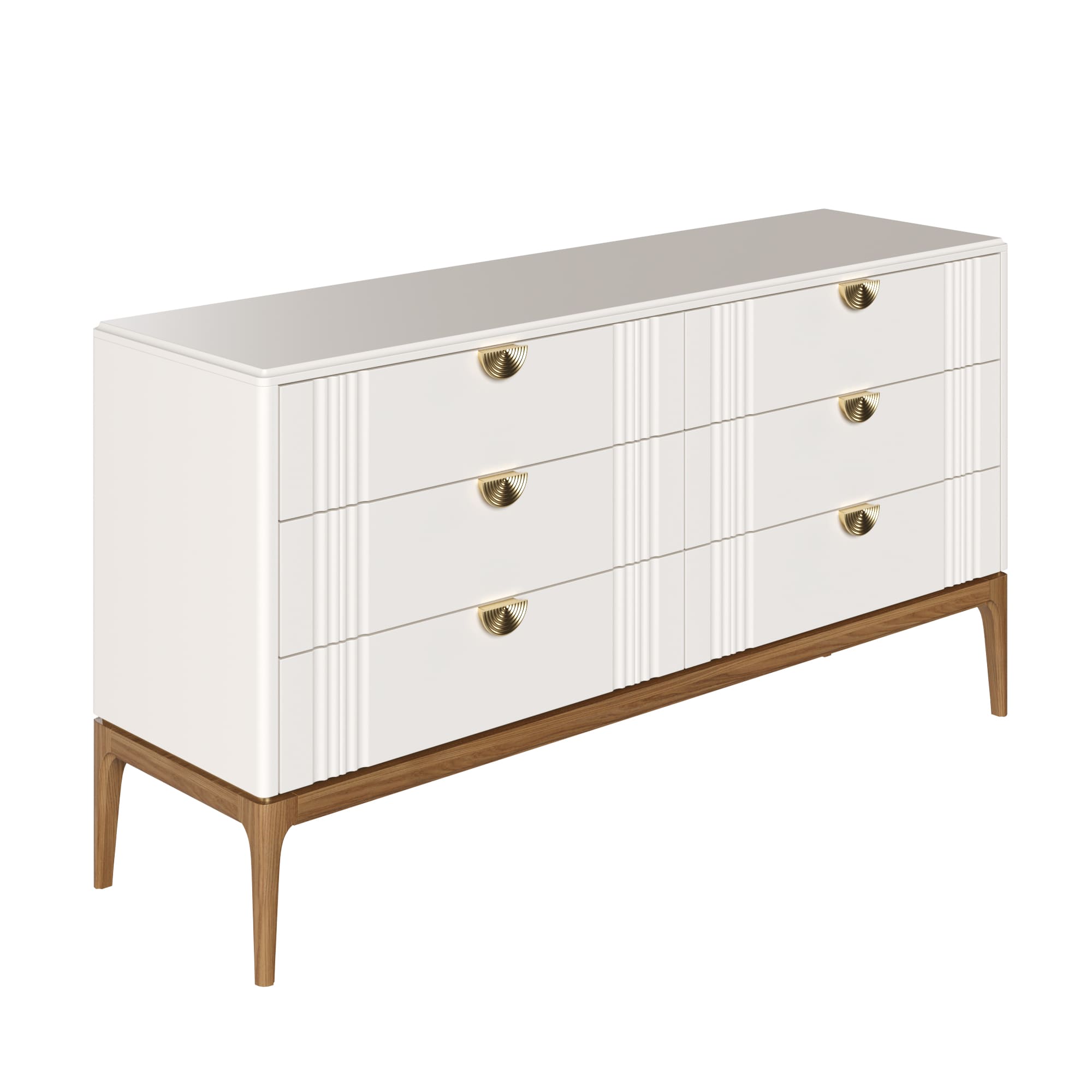 Комод Bari White, широкий, 6 ящиков, 138x48x90 см, цвет: белый (BR406W)BR406W Комод Bari White, широкий, 6 ящиков, 138x48x90 см, цвет: белый (BR406W)BR406W