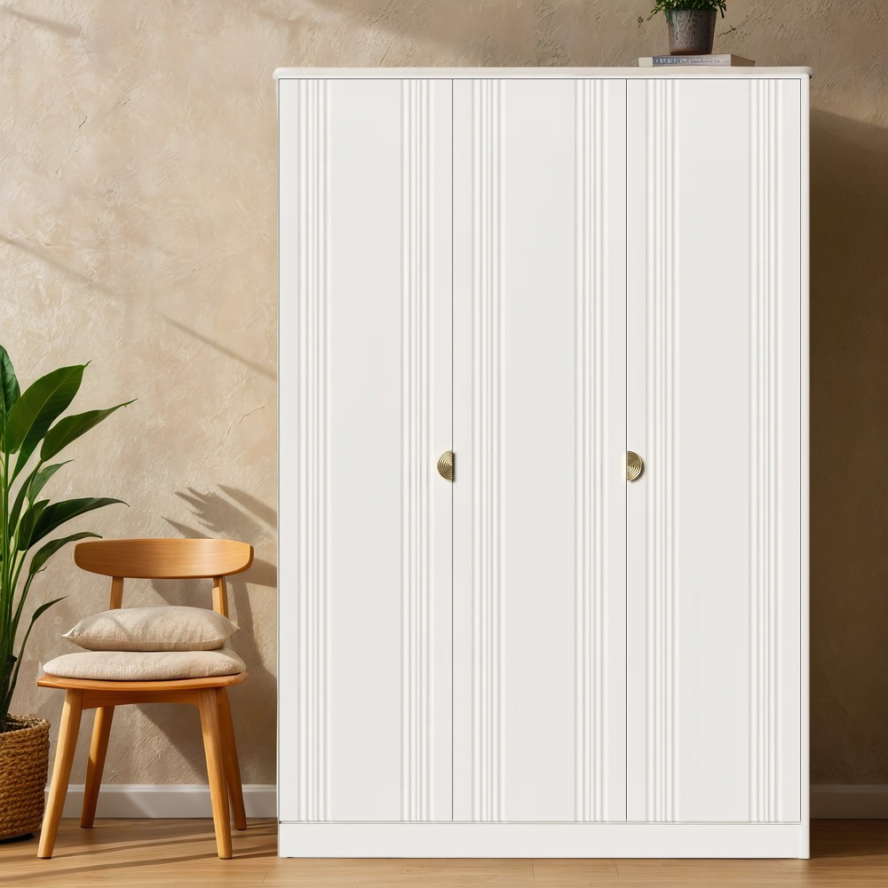 Шкаф платяной Bari White, трехдверный, 158х60х230 см, цвет: белый (BR803W)BR803W Шкаф платяной Bari White, трехдверный, 158х60х230 см, цвет: белый (BR803W)BR803W