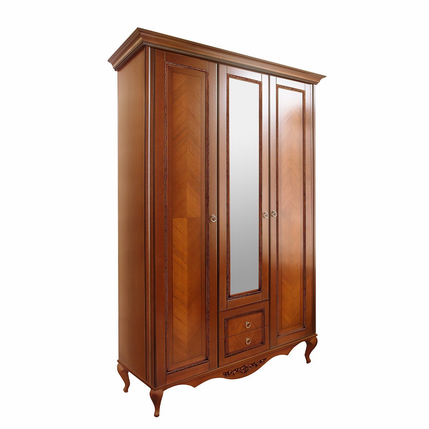 Шкаф платяной Timber Неаполь, 3-х дверный с зеркалом 159x65x227 см, цвет: янтарь (Т-523/Y)Т-523