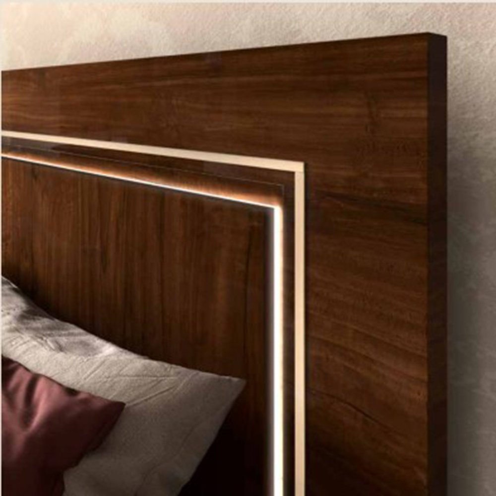 Кровать Status Eva, двуспальная K.S., с деревянным изголовьем, цвет орех, 198х203 см (EABNOLT06)EABNOLT06