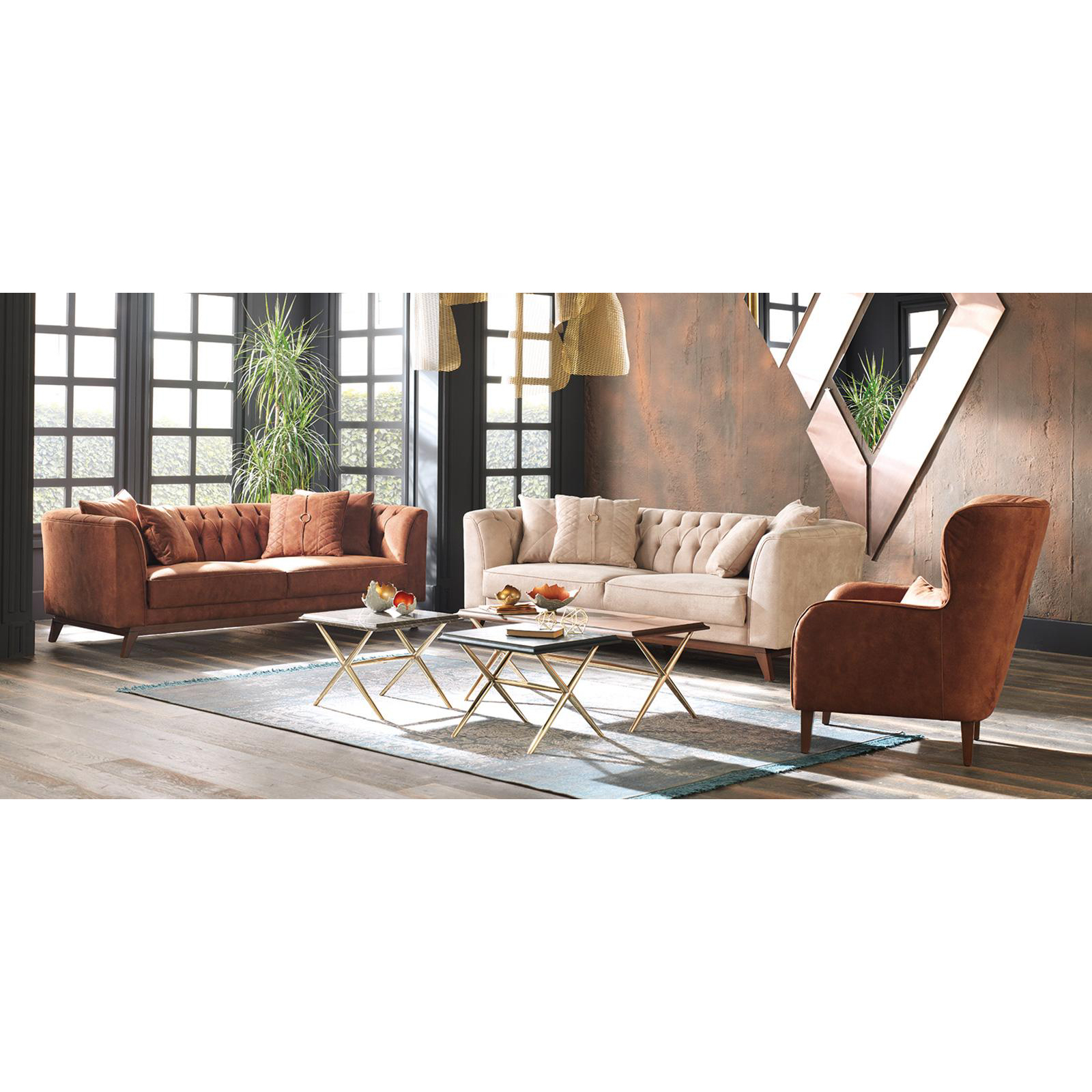 Стол журнальный Enza Home Elegante, приставной, мрамор, размер 53х42х53 смEH20169