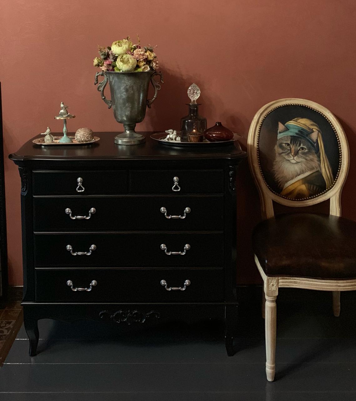 Комод Aletan Provence Wood, 5 ящиков, цвет: черный-дерево 95х50,5х83,5 см (W405BL)W405BL Комод Aletan Provence Wood, 5 ящиков, цвет: черный-дерево 95х50,5х83,5 см (W405BL)W405BL