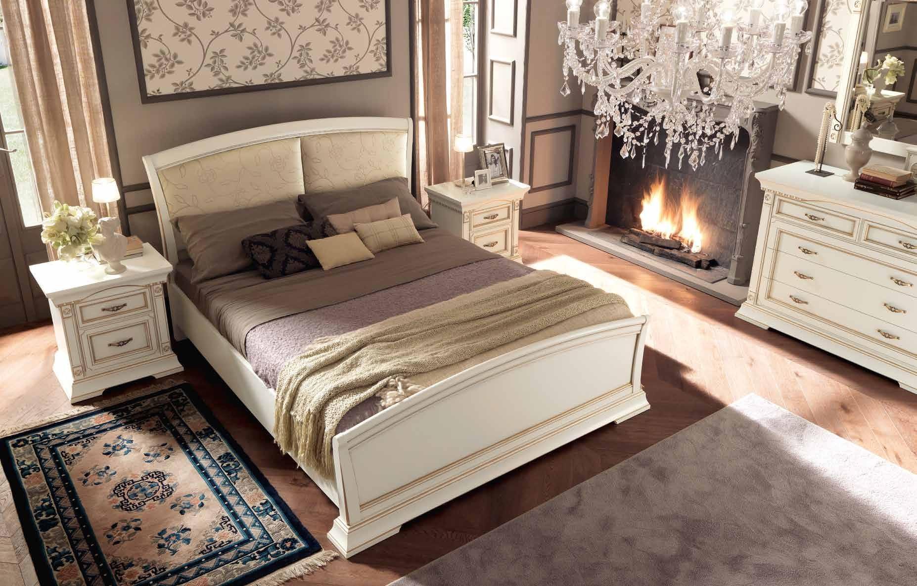 Кровать Prama Palazzo Ducale laccato, двуспальная, с мягким изголовьем и изножьем, цвет: белый с золотом, экокожа, 160x200 см (71BO14LT)71BO14LT