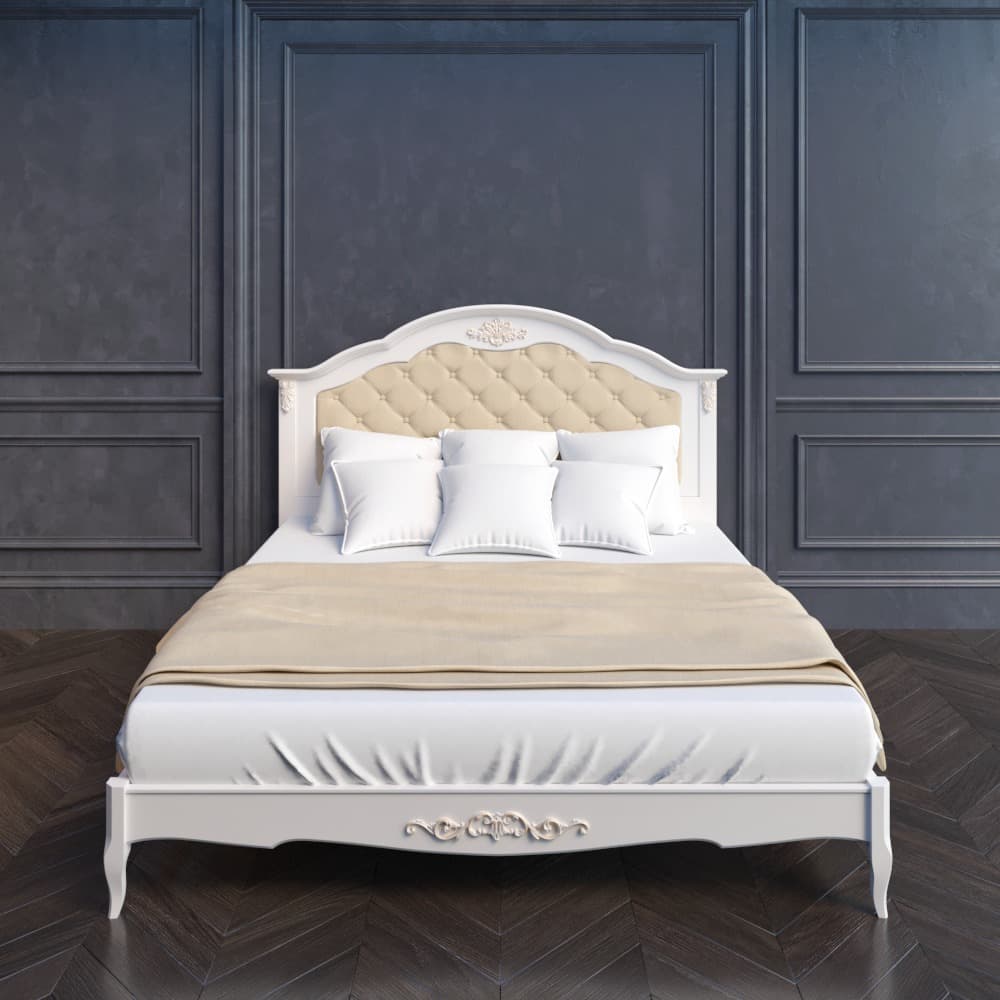 Кровать Aletan Provence, двуспальная, 180x200 см, цвет: слоновая кость, размер 198х211х145 см (B218)B218