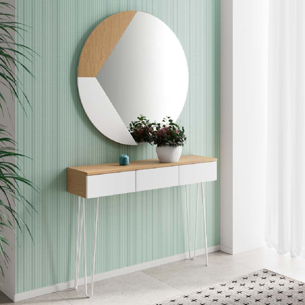Консоль Disemobel Kendra, 116x28x80 см, цвет Roble Natura| Blanco Mate| Blanco (4006)4006
