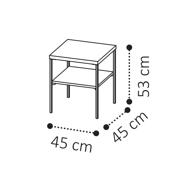 Столик угловой Camelgroup Platinum, квадратный, цвет: серебристая береза, 45x45x53 см (144TAV.03PL)144TAV.03PL