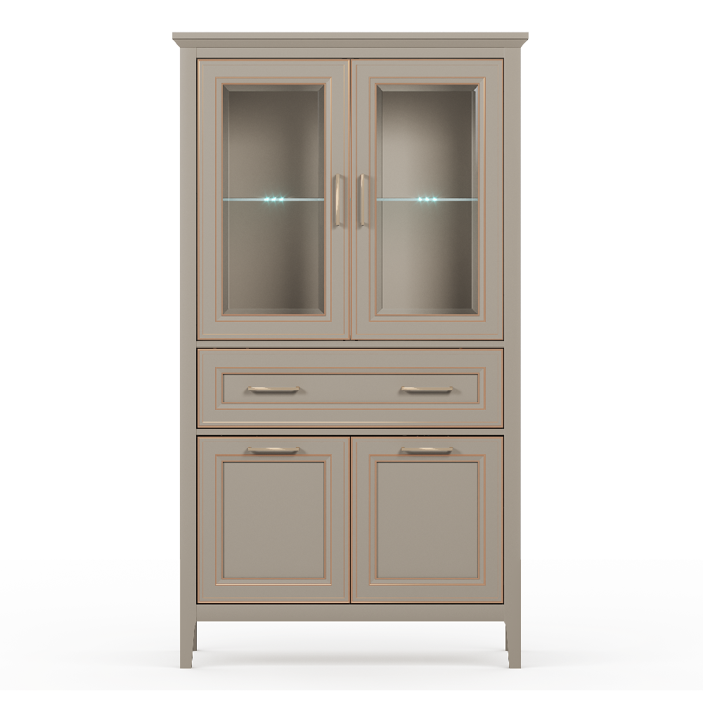 Шкаф-витрина с подсветкой БРВ Классик (Classic), 95x40x170 см, цвет: глиняный серый (REG2W2D1S/170)REG2W2D1S/170