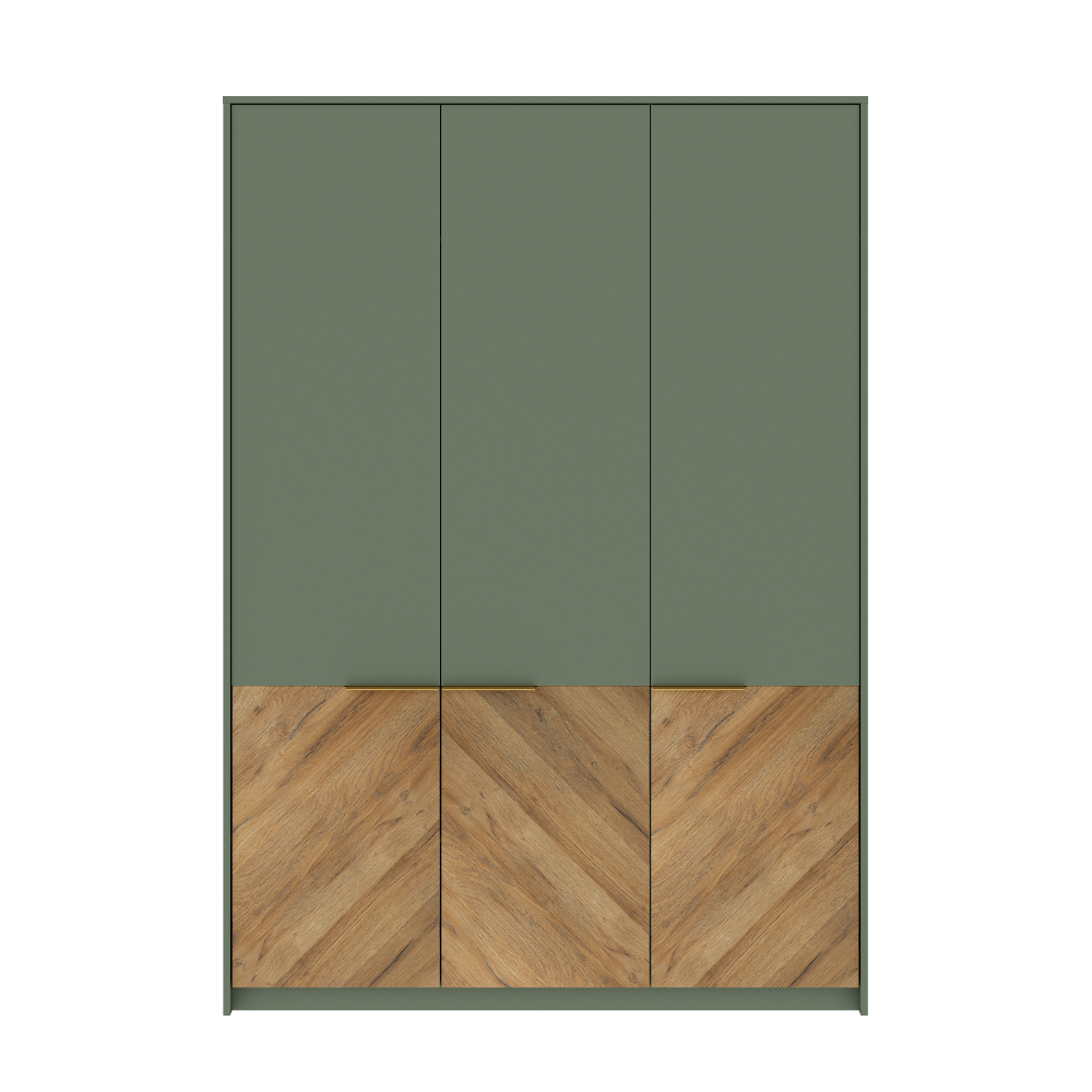Шкаф 3-х дверный БРВ Сиена (Siena), 147x60x210 см, цвет: дымчатый зеленый/дуб вотан (SZF3D)SZF3D