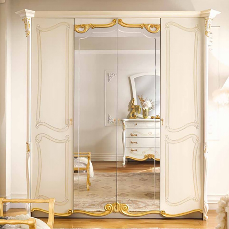 Шкаф платяной Casa+39  La Fenice laccato, 4-х дверный, с зеркалами, цвет: белый, 229x75x229 см (1315)1315