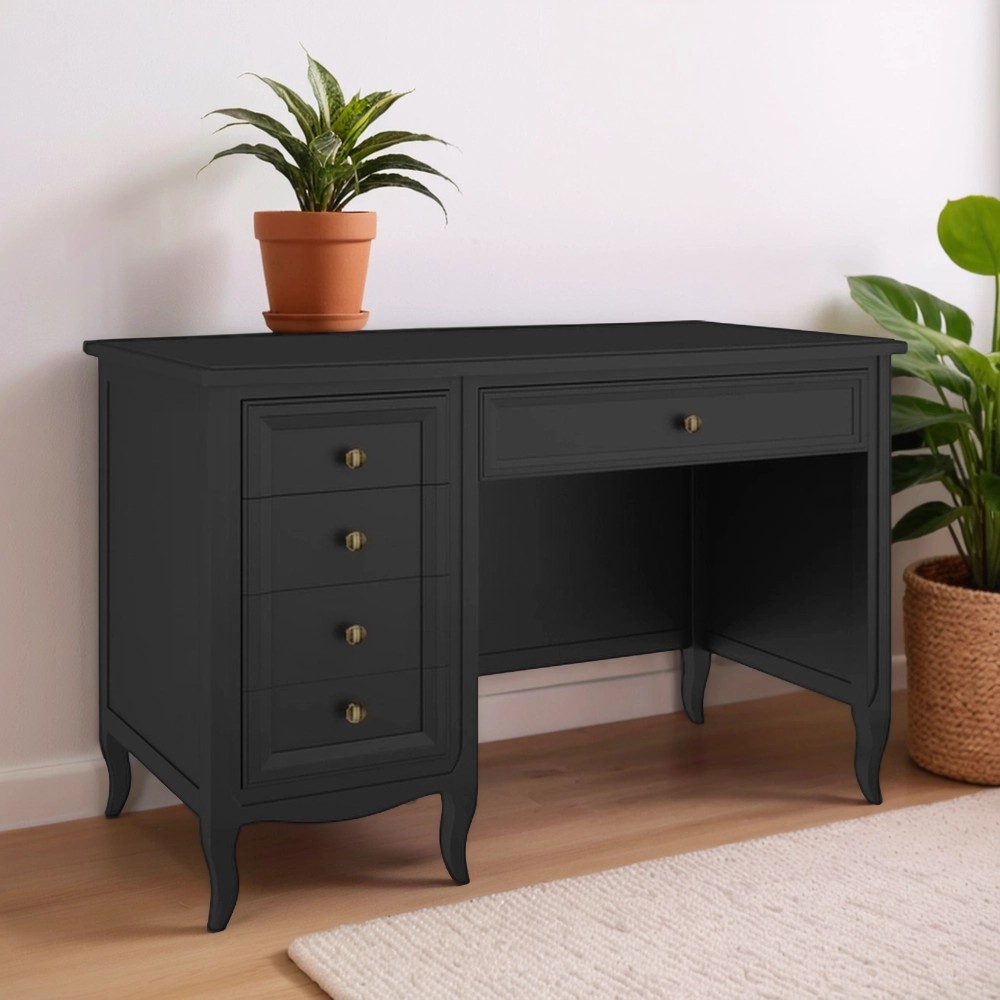 Стол письменный Aletan Majessa, однотумбовый, 138х65х80 см, цвет: чёрный (M702BL)M702BL Стол письменный Aletan Majessa, однотумбовый, 138х65х80 см, цвет: чёрный (M702BL)M702BL